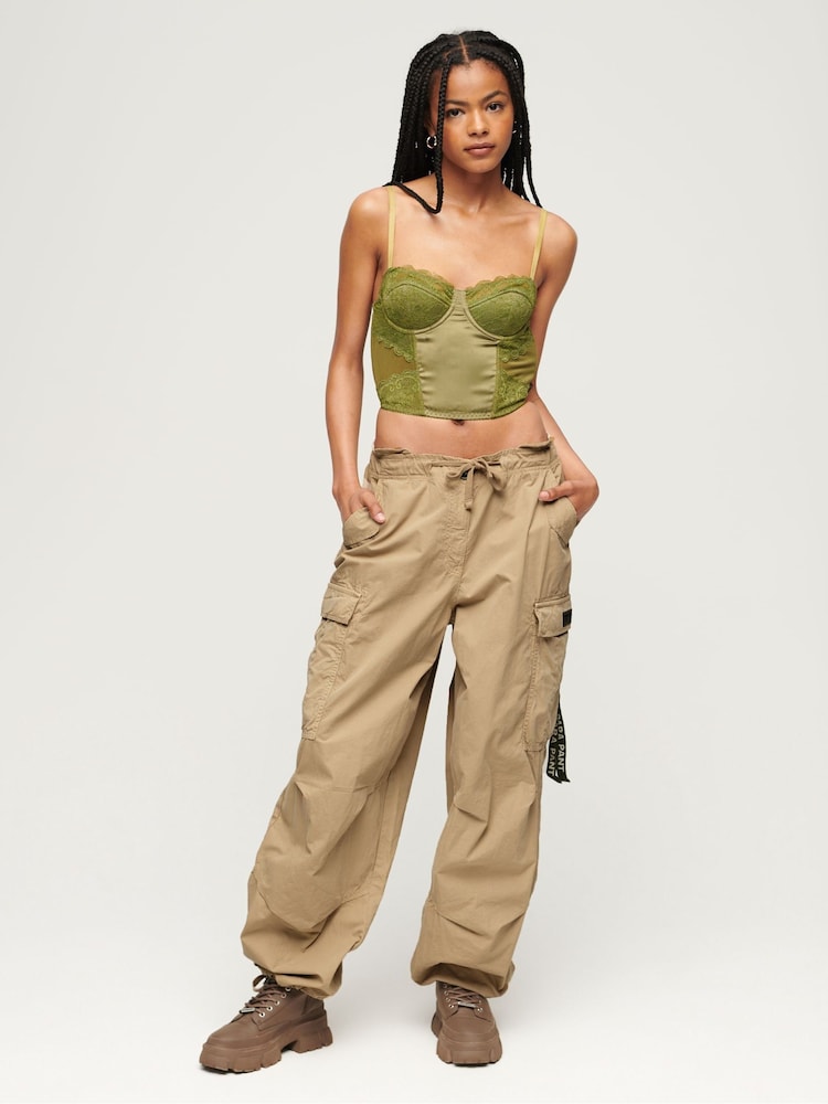 Superdry Brown Baggy Parachute Trousers - Image 3 of 3