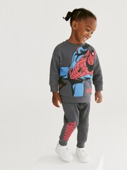 Charcoal Grey Marvel Spider-Man Jersey Sweatshirt And Joggers Set (3mths-8yrs) - Image 1 of 7
