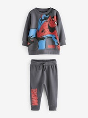 Charcoal Grey Marvel Spider-Man Jersey Sweatshirt And Joggers Set (3mths-8yrs) - Image 5 of 7