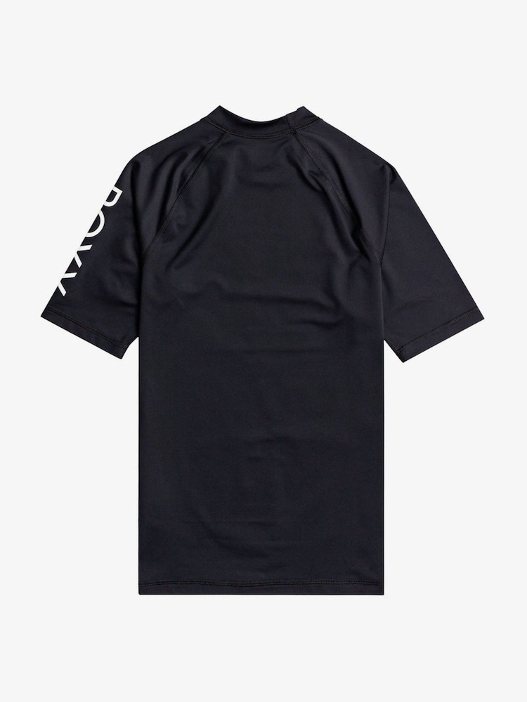 Roxy Black Wholehearted Short Sleeve Logo Rash Vest - Image 6 of 6