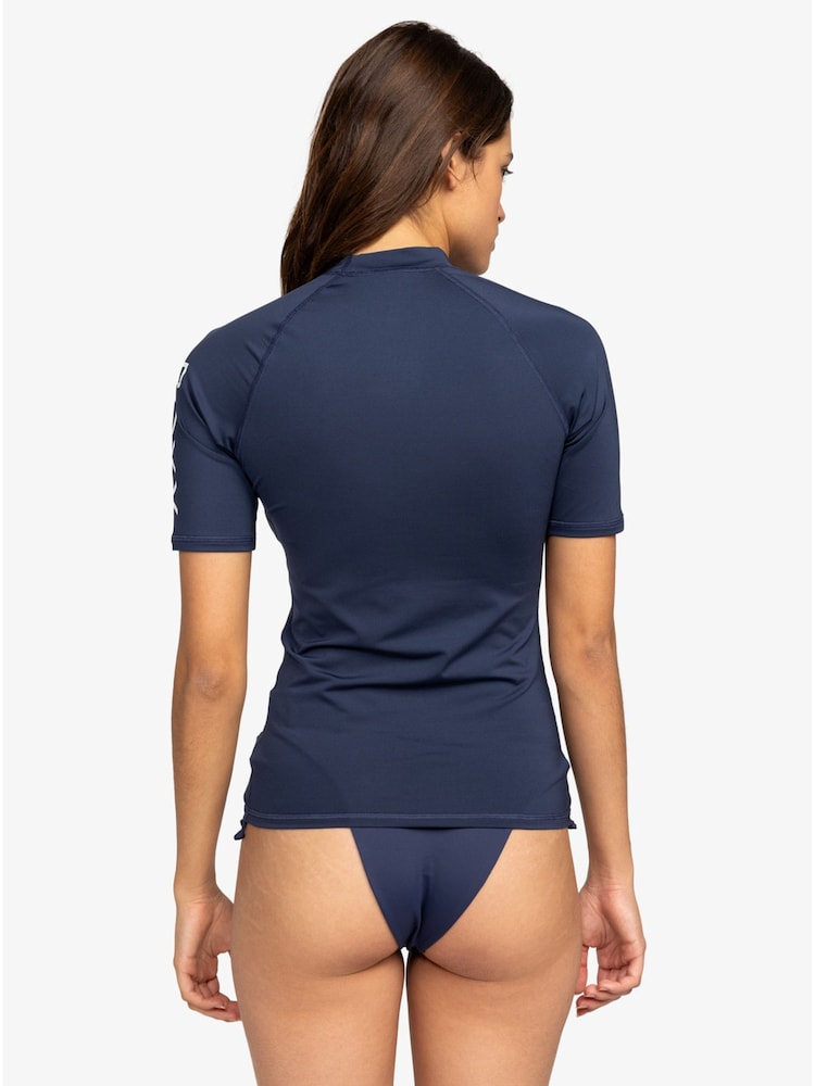 Roxy Navy Wholehearted Short Sleeve Logo Rash Vest - Image 2 of 7