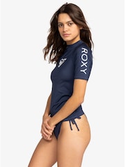 Roxy Navy Wholehearted Short Sleeve Logo Rash Vest - Image 3 of 7
