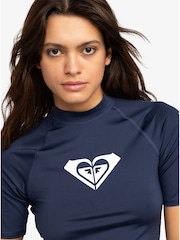 Roxy Navy Wholehearted Short Sleeve Logo Rash Vest - Image 4 of 7