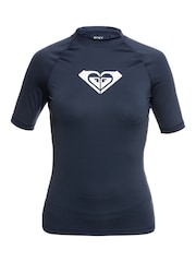 Roxy Navy Wholehearted Short Sleeve Logo Rash Vest - Image 7 of 7