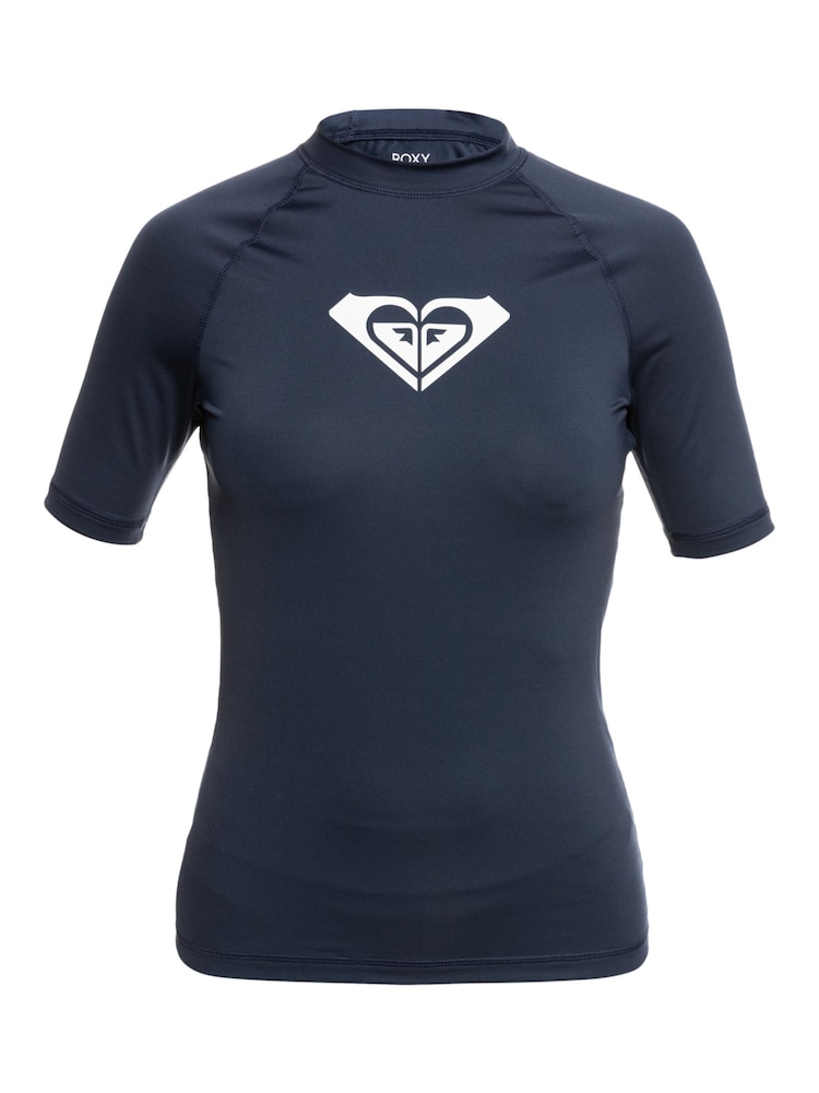 Roxy Navy Wholehearted Short Sleeve Logo Rash Vest - Image 7 of 7