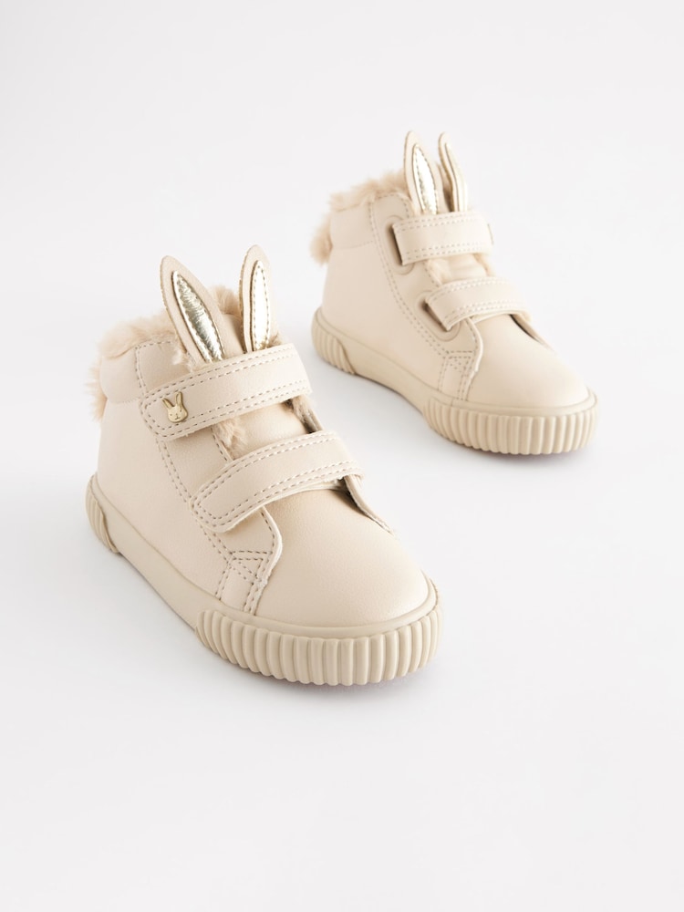 Bone White Bunny Standard Fit (F) Touch Fasten Strap High Top Trainers - Image 3 of 7