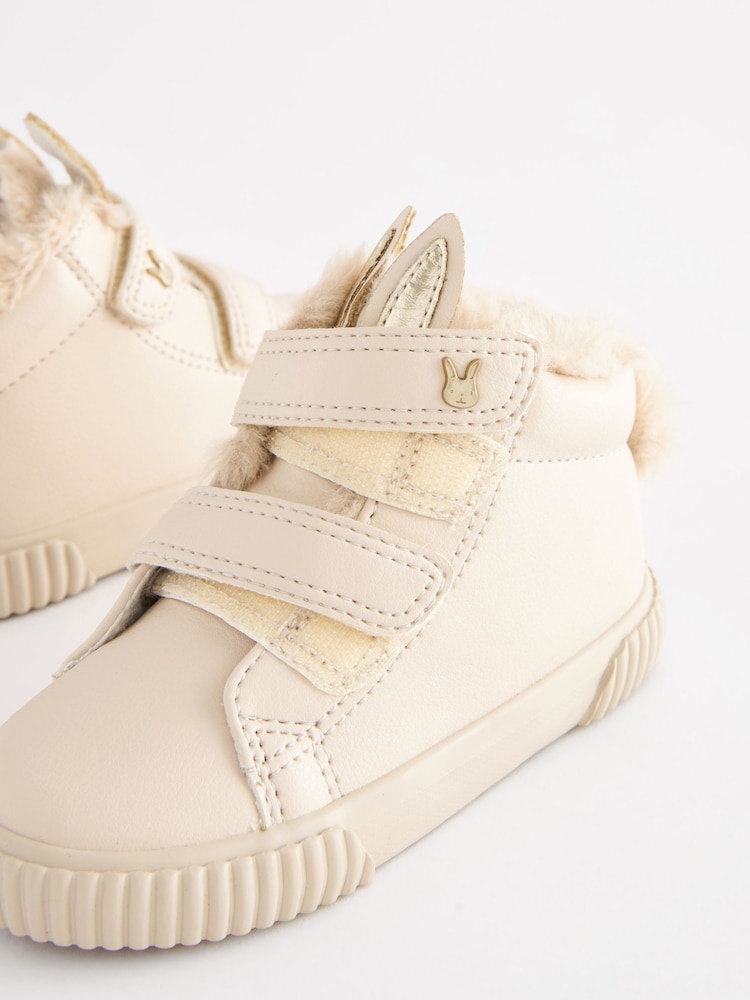 Bone White Bunny Standard Fit (F) Touch Fasten Strap High Top Trainers - Image 5 of 7