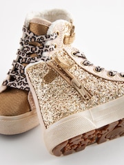 Gold Glitter Glitter Fleece Lined Lace-Up High Top Trainers - Image 5 of 7