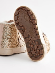 Gold Glitter Glitter Fleece Lined Lace-Up High Top Trainers - Image 6 of 7