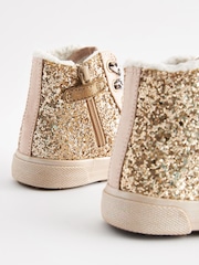 Gold Glitter Glitter Fleece Lined Lace-Up High Top Trainers - Image 7 of 7