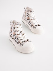 White/Tan Brown Animal Print Standard Fit (F) High Top Trainers - Image 2 of 7