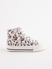White/Tan Brown Animal Print Standard Fit (F) High Top Trainers - Image 3 of 7