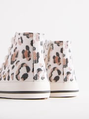 White/Tan Brown Animal Print Standard Fit (F) High Top Trainers - Image 4 of 7