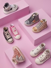 White/Tan Brown Animal Print Standard Fit (F) High Top Trainers - Image 7 of 7