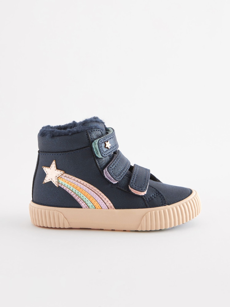 Navy Rainbow High Top Trainers - Image 2 of 5