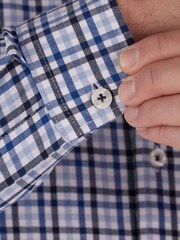 Raging Bull Blue Long Sleeve Brushed Cotton Gingham Shirt - Image 4 of 8