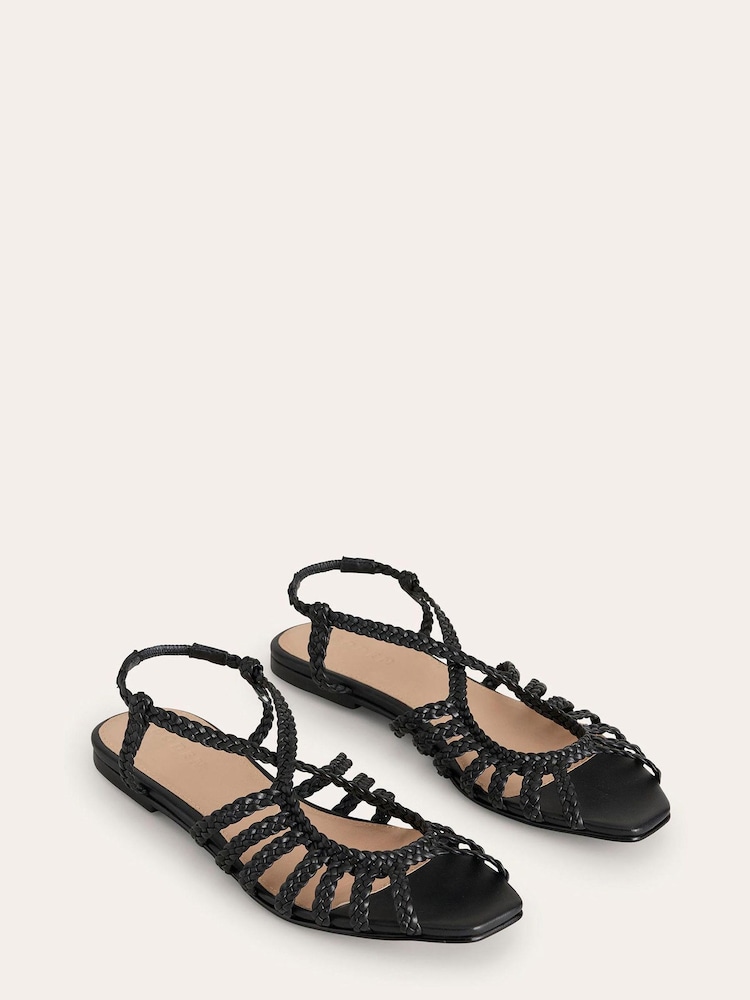 Boden Black Woven Multi Strap Flat Sandals - Image 2 of 4 Boden Black Woven Multi Strap Flat Sandals - Image 2 of 4
