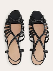 Boden Black Woven Multi Strap Flat Sandals - Image 3 of 4