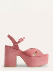 Boden Pink Cross Strap Platform Wedges - Image 1 of 4