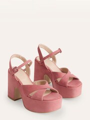 Boden Pink Cross Strap Platform Wedges - Image 2 of 4
