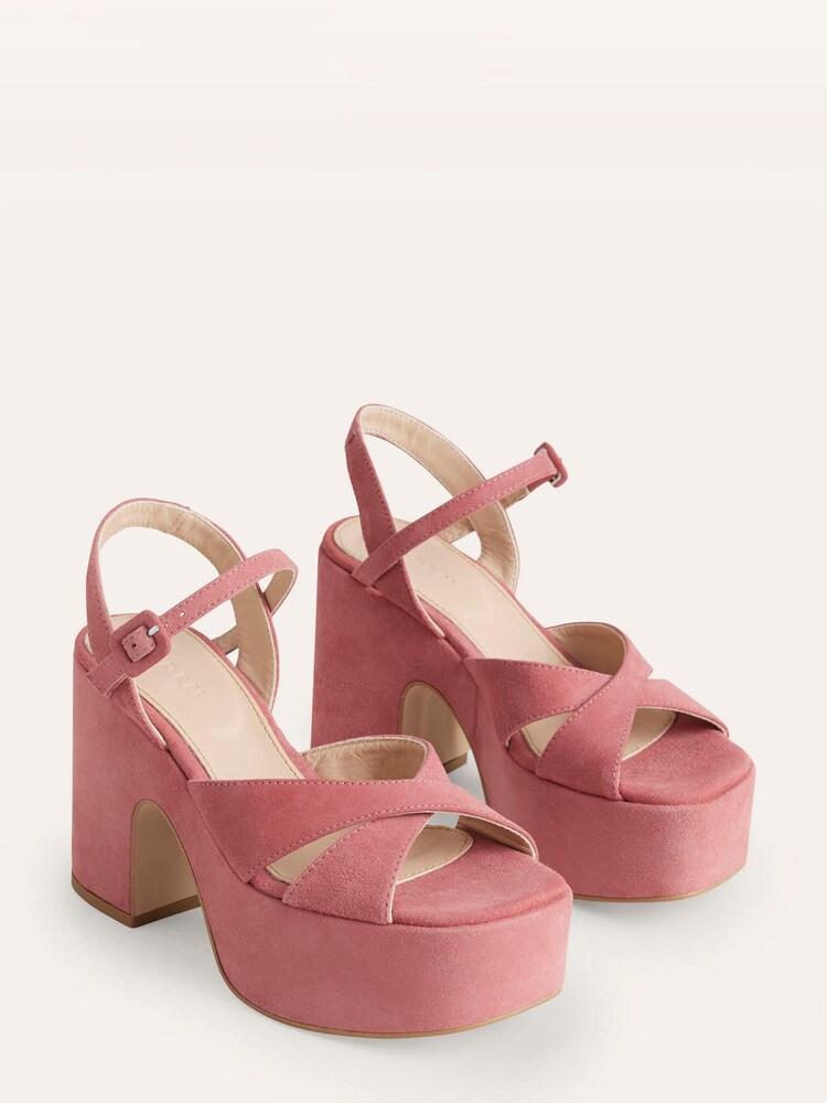 Boden Pink Cross Strap Platform Wedges - Image 2 of 4