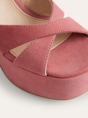Boden Pink Cross Strap Platform Wedges - Image 3 of 4