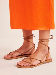 Boden Brown Scarf Wrap Sandals - Image 5 of 6