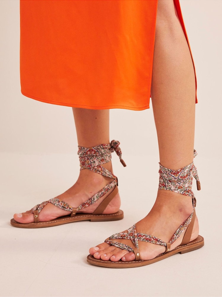 Boden Brown Scarf Wrap Sandals - Image 6 of 6