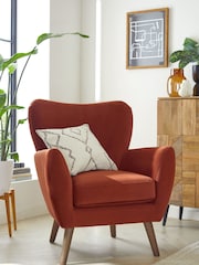 Soft Velvet Rust Brown Wilson II Highback Armchair - Image 1 of 9