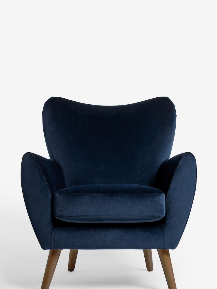 Soft Velvet Navy Blue Wilson II Highback Armchair - Image 2 of 9