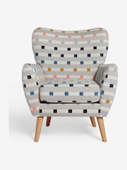 Chunky Stripe Geo Grey Wilson II Highback Armchair - Image 2 of 9