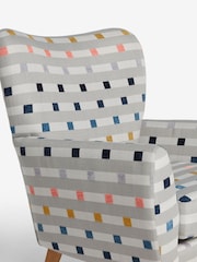 Chunky Stripe Geo Grey Wilson II Highback Armchair - Image 8 of 9
