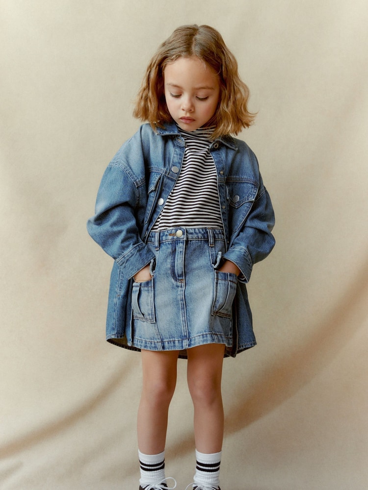 Джинсовый синий - 100% Cotton Cargo Skirt (3-16yrs) - Изображение 1 из 7