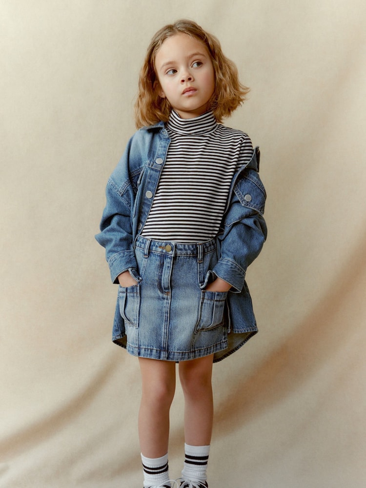 Джинсовый синий - 100% Cotton Cargo Skirt (3-16yrs) - Изображение 2 из 7