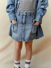 Джинсовый синий - 100% Cotton Cargo Skirt (3-16yrs) - Изображение 5 из 7