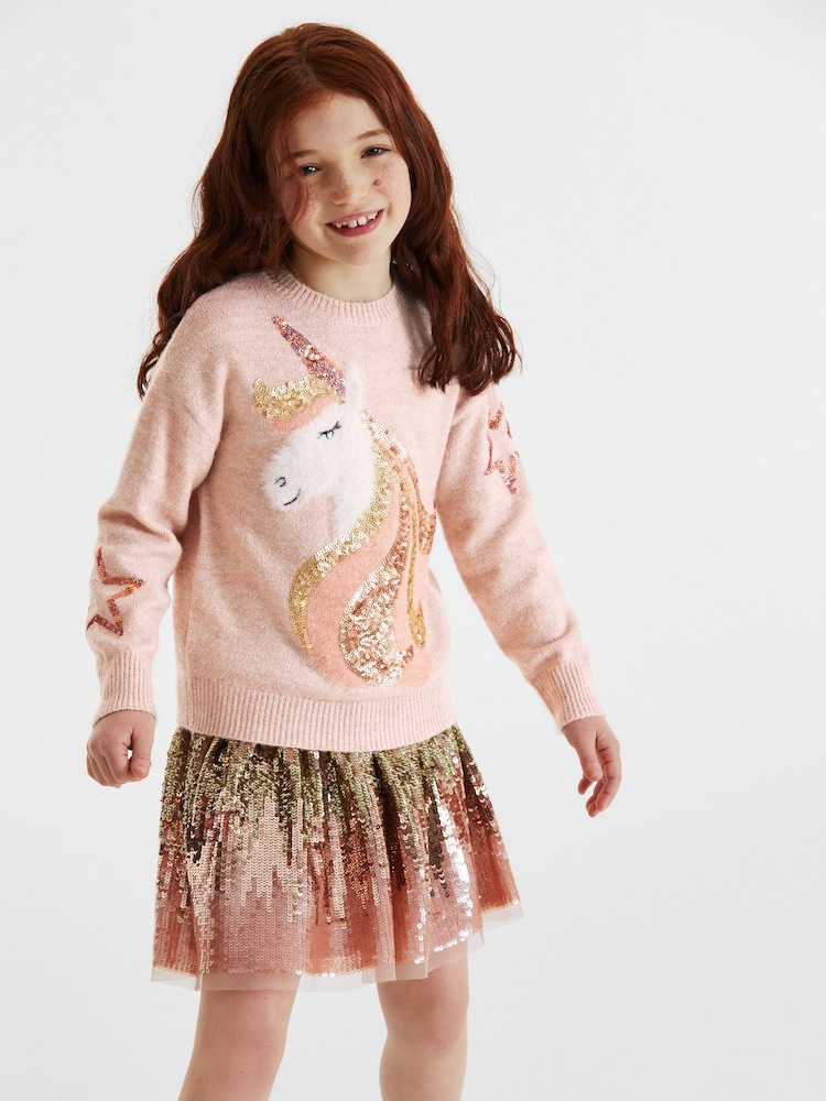 Gold Ombre Sequin Skirt (3-16yrs) - Image 2 of 7