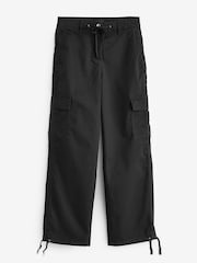 Black Parachute Cotton Cargo Trousers - Image 5 of 6