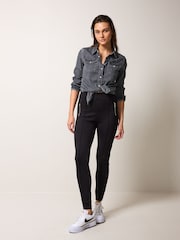 Black Ponte Zip Detail Leggings - Image 2 of 6