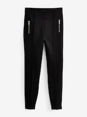 Black Ponte Zip Detail Leggings - Image 5 of 6