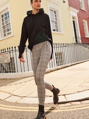 Neutral Check Ponte Zip Detail Leggings - Image 1 of 4