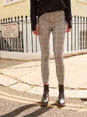 Neutral Check Ponte Zip Detail Leggings - Image 2 of 4