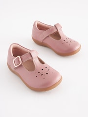 Blush Pink Leather Standard Fit (F) First Walker T-Bar Shoes - Image 3 of 6