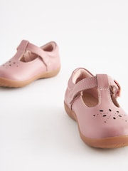 Blush Pink Leather Standard Fit (F) First Walker T-Bar Shoes - Image 4 of 6