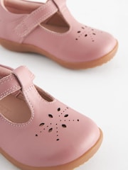 Blush Pink Leather Standard Fit (F) First Walker T-Bar Shoes - Image 5 of 6
