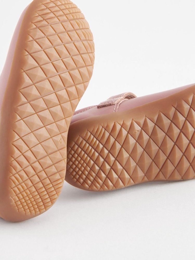 Blush Pink Leather Standard Fit (F) First Walker T-Bar Shoes - Image 6 of 6