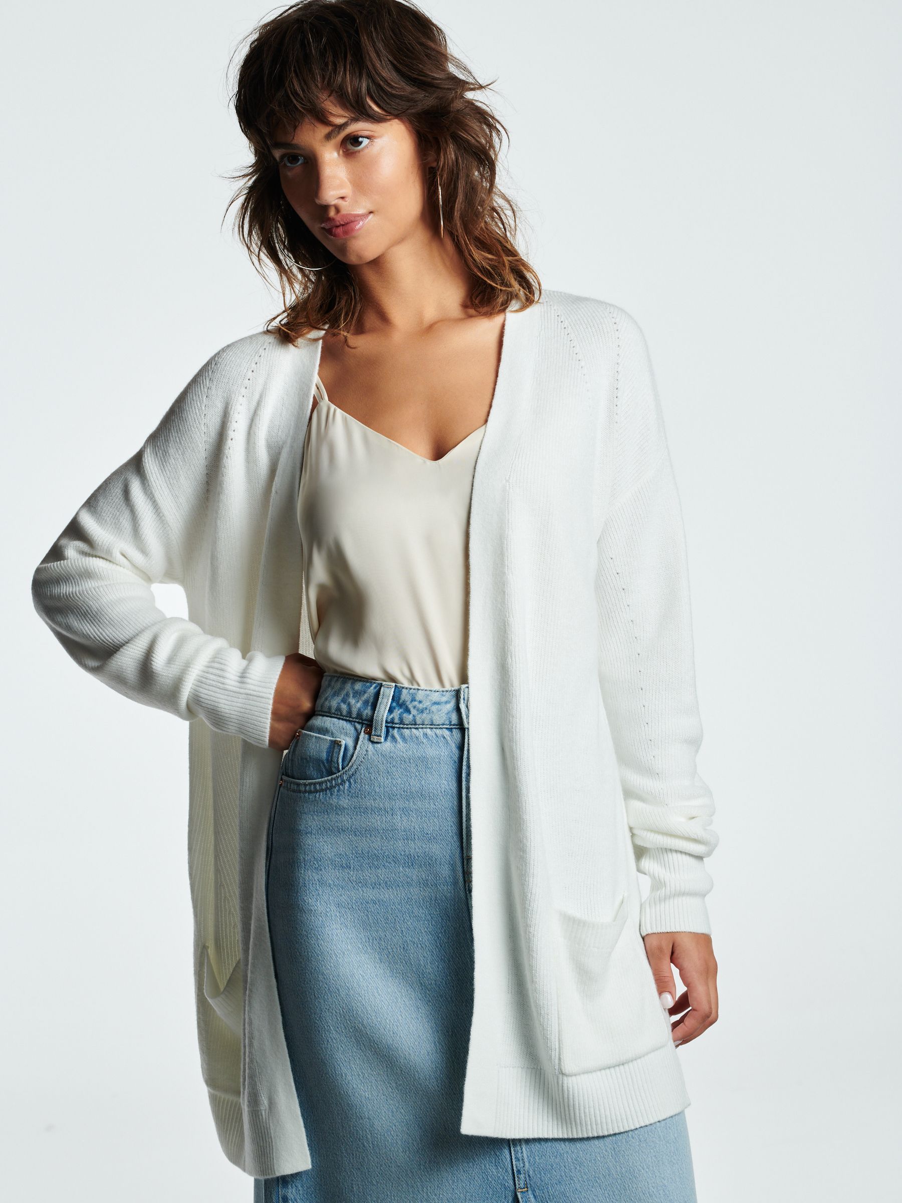 Buy Ecru White Cosy Pocket Detail Cardigan from Next Luxembourg