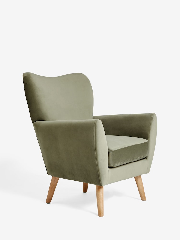Soft Velvet Sage Green Wilson II Highback Armchair - Image 2 of 10
