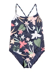 Roxy Girls Navy Vacay For Life Floral Printed Swimsuit - Image 1 of 2