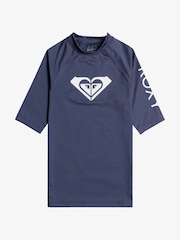 Blau - Roxy Mädchen Kurzärmeliges Sonnenschutz-Shirt mit Herzlogo - Bild 1 von 2