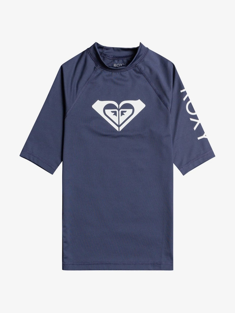Blau - Roxy Mädchen Kurzärmeliges Sonnenschutz-Shirt mit Herzlogo - Bild 1 von 2